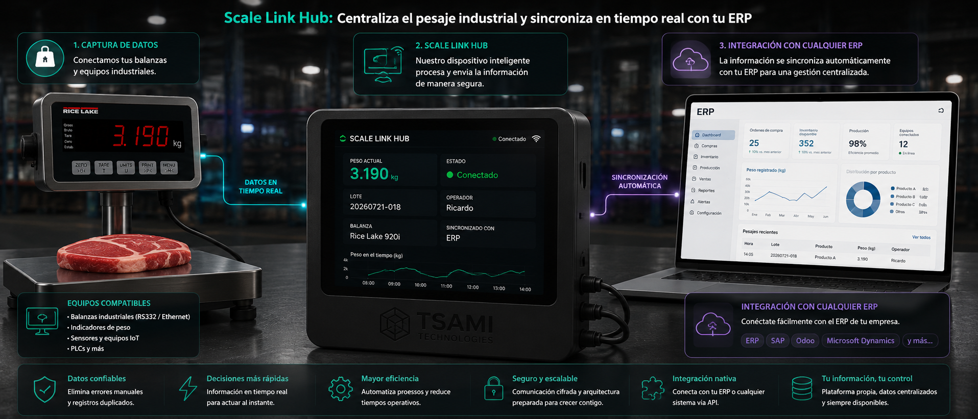 Scale Link Hub - Automatización de pesaje para la industria cárnica y agropecuaria